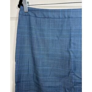 Hugo Boss Womens 8 / M Vimena Work Career Pencil Skirt Blue Herringbone Classic